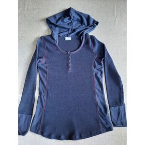 Columbia Sportswear Company Women‎ Large Navy Blue Hoodie Buttons Up Sweater